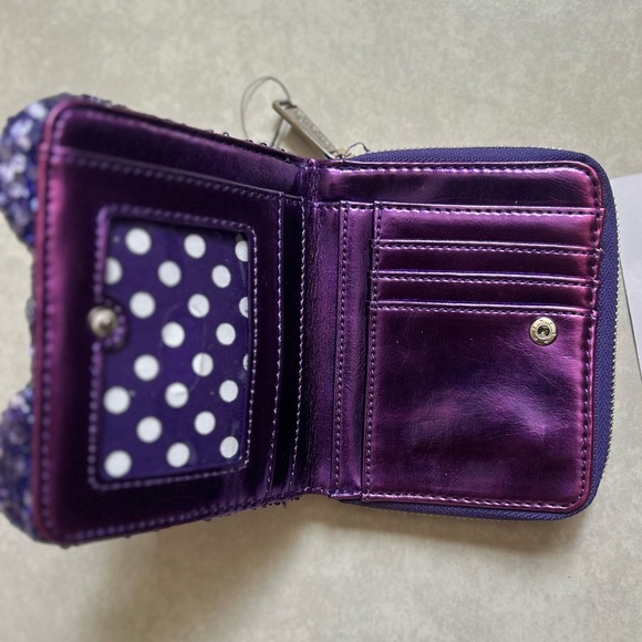 Disney Loungefly Minnie Purple Sequined Bifold Wallet, 1-Piece - Picture 8 of 12